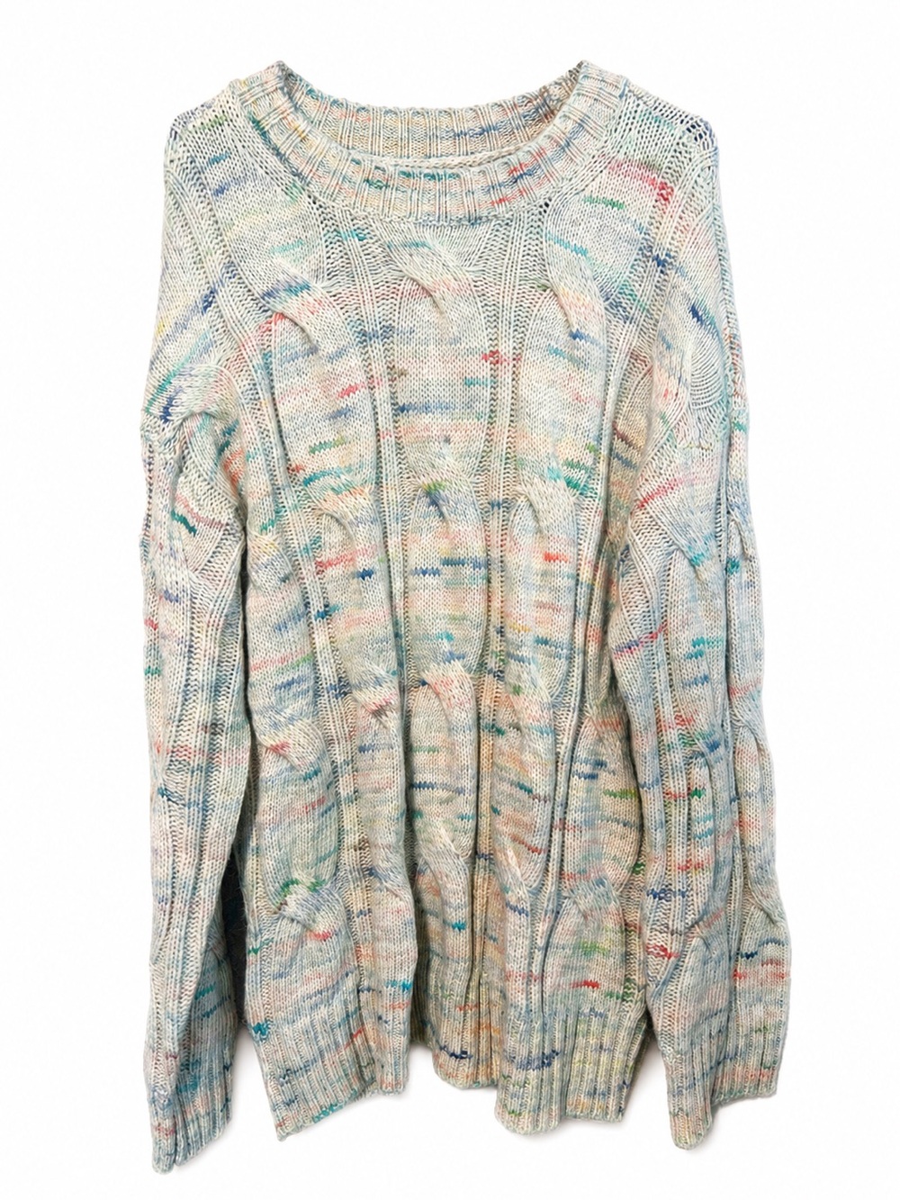 NWT American Eagle Cable Knit Crewneck Sweater Medium Speckled Cozy